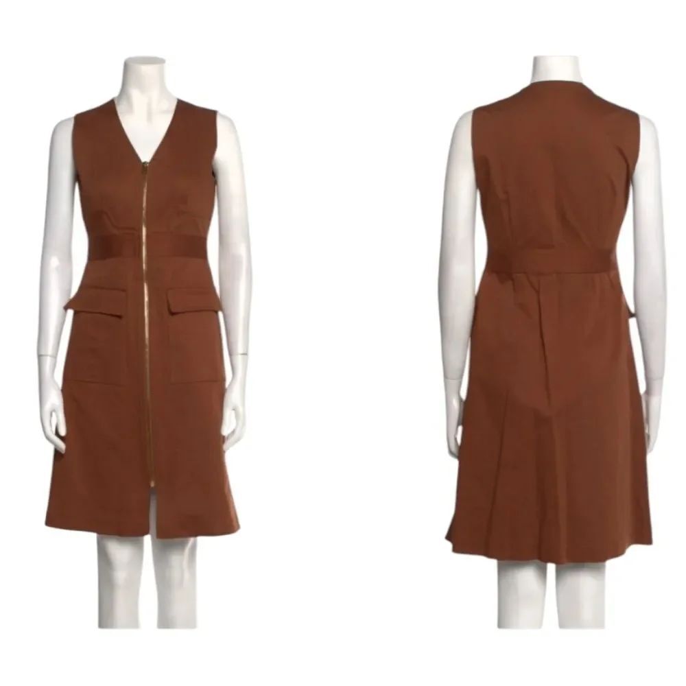 NWT Diane Von Furstenberg Sleeveless Zip Front Safari Dress Caramel brown Size 4
